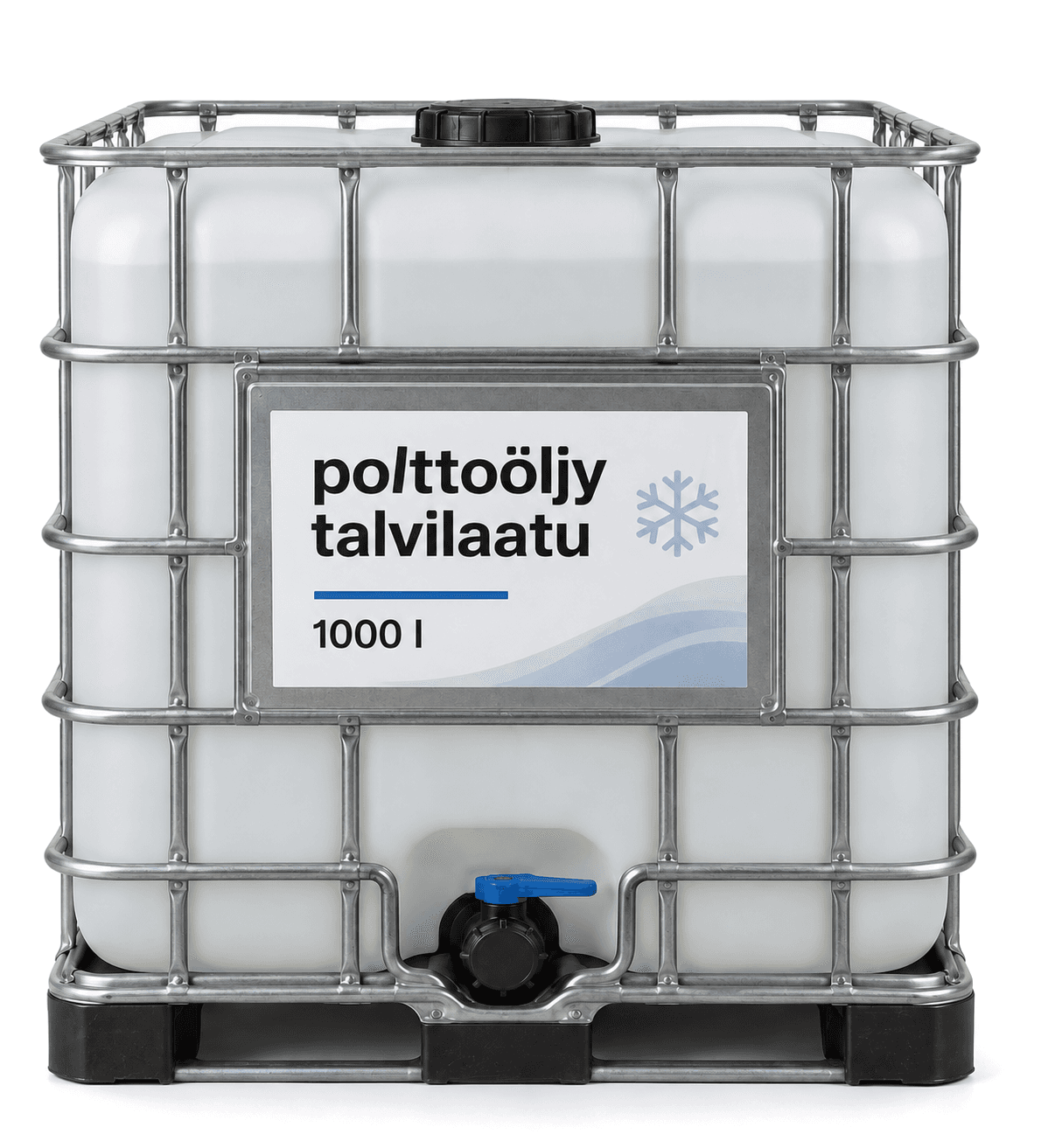 1000 litran säiliö, jonka kyljessä lukee polttoöljy talvilaatu (kuvituskuva)